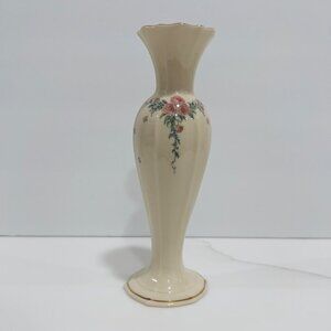 VTG Lenox Petite Pink Rose Bud Vase Porcelain Floral Cottagecore Cream Gold Trim